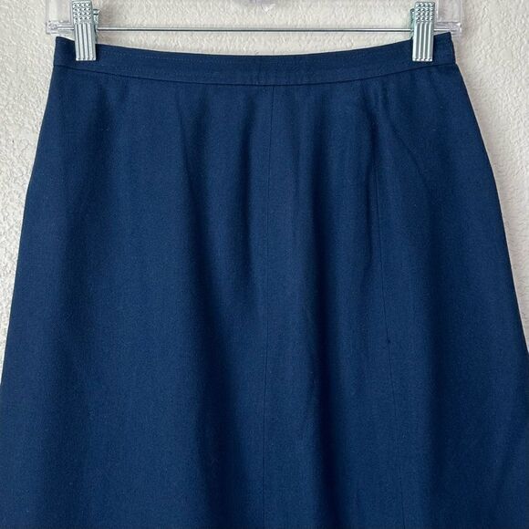 Young Pendleton 100% Virgin Wool Girls Navy Blue Midi Skirt - Picture 2 of 11
